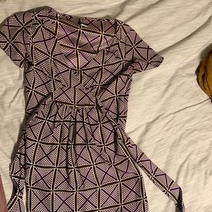 Size 2 J Crew purple geometric  silk dress